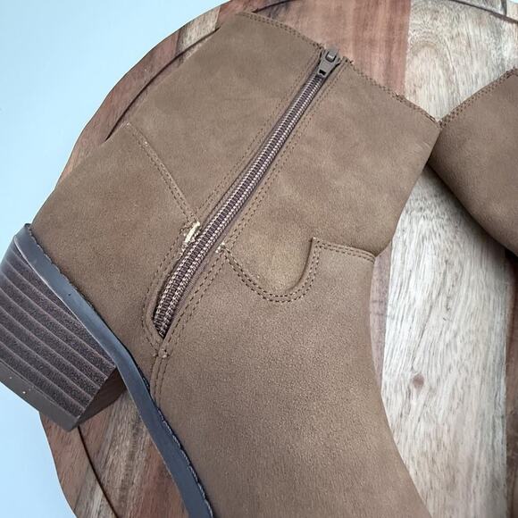 BCBG Girls Boots Girls Size 3 Tan LINDA Fringe Western Ankle Side Zip Block Heel - Picture 14 of 14